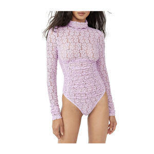 Free People Day & Night Lace Ruched Bodysuit Lilac NWT Medium
